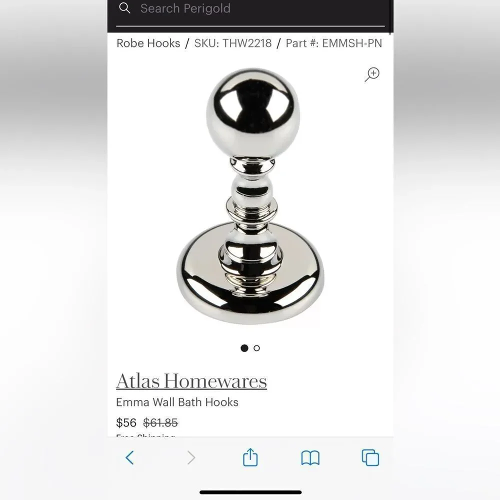 Atlas Hardware Emma Wall Bath Hook Polished Nickel